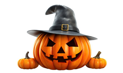 Jack O' Lantern, cut out. Halloween pumpkin in hat, the main symbol of the Happy Halloween holiday