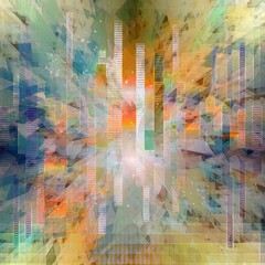 AI-generated abstract illustration of beauty, form, grace and color. MidJourney.