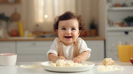 child eating breakfast