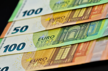 Fototapeta na wymiar Images of banknotes of various countries. euro photos.