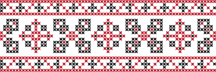 Embroidered cross-stitch ornament national pattern Ukrainian Slavic.