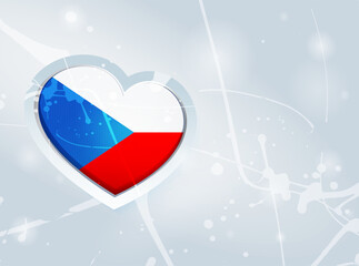 Czech Republic Flag in the form of a 3D heart and abstract paint spots background - 642136529