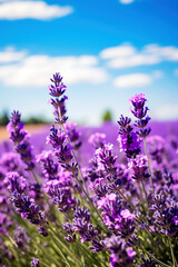 Lavender field close-up on a summer day.