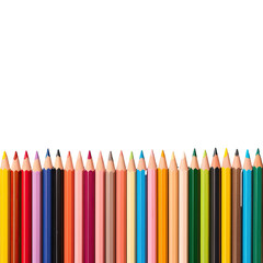 Color pencils arrangement on transparent backgrounden desk with black paper background Educational theme