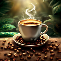 Obraz na płótnie Canvas Hand holding a latte coffee cup symbolizes international coffee day