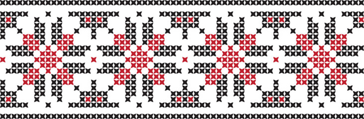Embroidered cross-stitch ornament national pattern Ukrainian Slavic.