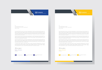 Letterhead template, Modern abstract letterhead business templates. creative colorful and clean design and Vector illustration, letterhead tempalte with light blue and yellow, professional letterhead