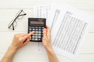 Financial accounting calculations and budget planning with calculator