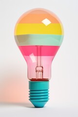 rainbow multi color light bulb on a white background