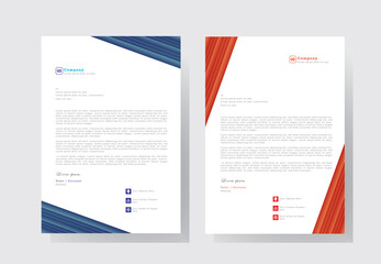 Obraz premium corporate modern letterhead design template with blue and red color. creative modern letter head design template for business. letterhead, letter head, company letterhead design.