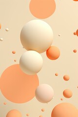 3D balls and polka dots on a soft beige background (vertical image), modern art background, modern minimalist mobile phone wallpaper, female wallpaper, abstract minimalist hanging picture