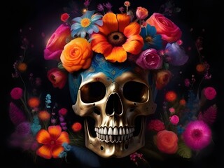 Halloween Vibes: Skull Blossoms in Vibrant Hues.