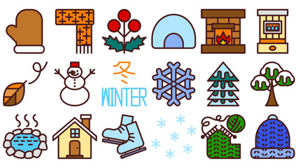 冬のアイコンセット。シンプルなベクターイラスト。 Winter icon set. Simple vecto illustrations.
