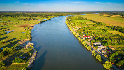 Tulcea, Romania. Sulina Branch, marine navigation on Danube River - obrazy, fototapety, plakaty