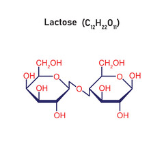 Lactose Sugar Molecule Concept Design. Vector Illustration.