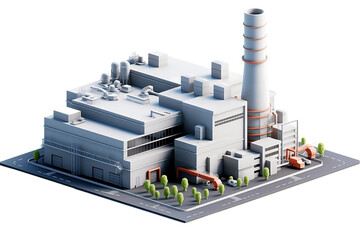 Big industrial factory on transparent background (PNG)	
