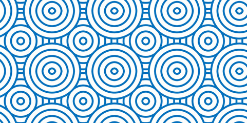 Seamless geometric pattern bold striped circles wave lines blue seamless steel material geomatics overloping create retro square line backdrop pattern background. Overlapping Pattern.