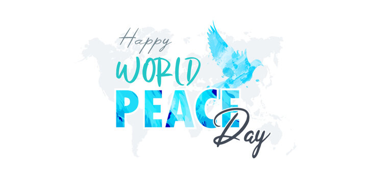 world peace day - 21 september. peace day celebration with abstract dove design ornament