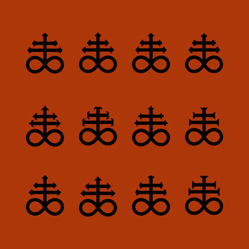 Leviathan cross sign icon vector. set of satanic, occult, pagan, alchemical symbols