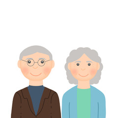 Grandmother and grandfather on white background 