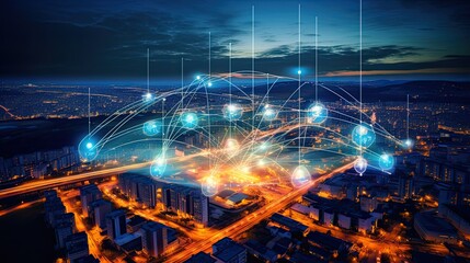 5G wireless network, high speed internet, cloud computing or connect diagram technology, Data storage, service, synchronize, online, financial, Connectivity global, smart city, Gen by AI