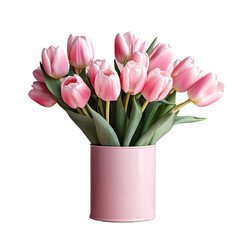 Fototapeta premium Beautiful pink tulips with a transparent background