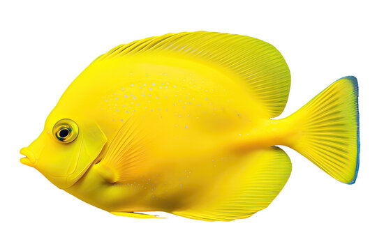 Isolated yellow Tang fish on transparent background, cutout
