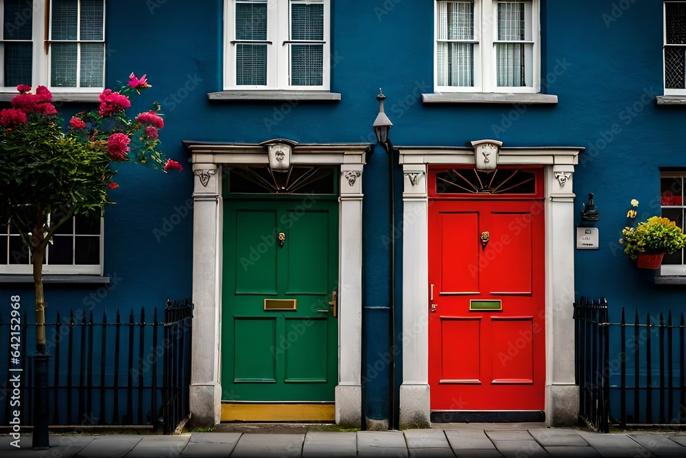 Canvas Prints red and blue doors