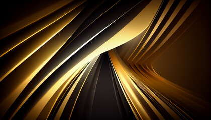 Abstract black light gold background. Color gradient, full frame, Ai generated image