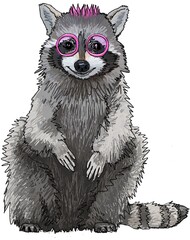 Smiling friendly raccoon for kids and teenagers