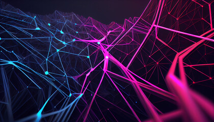 Abstract futuristic background with pink blue glowing, Ai generated image