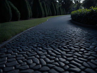 Eco-friendly driveway or walkway made of permeable materials that allow water to drain through. AI Generated - 642156722