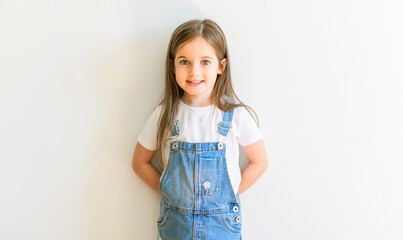 cute girl portrait at home the little child look et camera