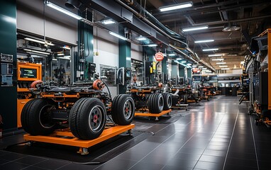 Fototapeta premium auto repair shop, a vehicle maintenance facility.