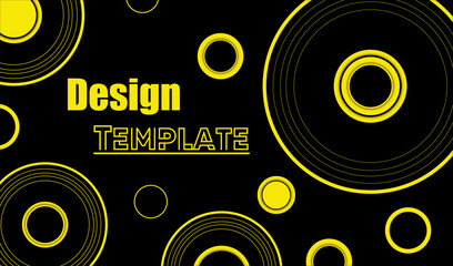 Abstract design template of background with yellow circles. black background. Vector illustration for your design.