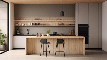 contemporary house design creative decor dining area in natural minimal natural material colour scheme warm and cosy feeling clean and clear space organize house beautiful background,ai generate