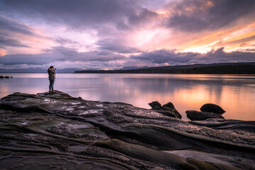a beautiful winter sunset on Hornby Island