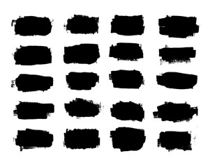 Collection of black brush strokes in black and white ink