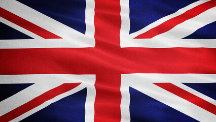 Waving Fabric Texture Of United Kingdom National Flag Graphic Background