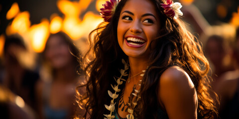 Joyful Polynesian dancer performing, Pacific island culture, Celebration of heritage