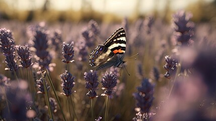 Fototapeta premium Illustration of a butterfly perched on a beautiful flower