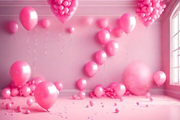 Fototapeta na wymiar Start with an assortment of colorful balloons. You can have helium-filled balloons floating in the air or arrange them in balloon bouquets. Choose soft and pastel shades for a baby's party to create 