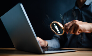 search, seek, hr, find, human, talent, management, resource, choose, executive. a man hold...