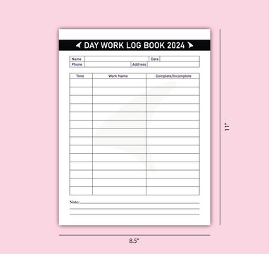 Day Work Log Book 2024