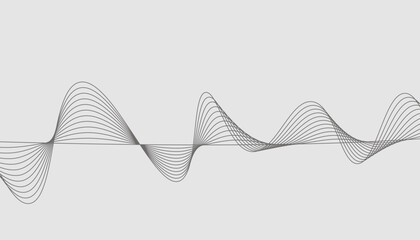 Abstract wave element for design. Digital frequency track equalizer. Stylized line art background. Vector illustration. Wave with lines created using blend tool. Curved wavy line, smooth stripe.