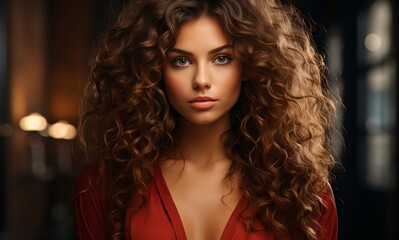 Fototapeta premium A young woman with beautiful hair, generative AI