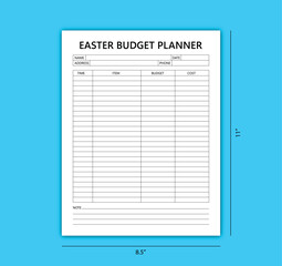 Easter budget planner kdp interior 