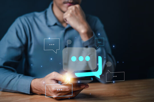 social network, conversation, message, comment, speech bubble, banner, context, communicate, discussion, chat. use smartphone to check social media, around that message and comment HUD show it.