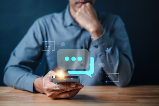 social network, conversation, message, comment, speech bubble, banner, context, communicate, discussion, chat. use smartphone to check social media, around that message and comment HUD show it.