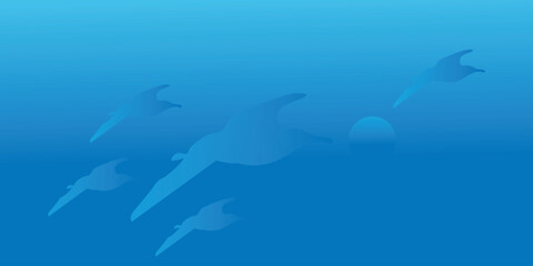 Fototapeta premium abstract background design sunset and sunrise with bird icon. gradient color.